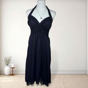 Y2K black halter mini dress purple underlay sparkly chiffon party dress